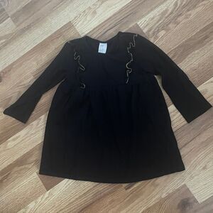 Black long sleeve ruffle dress from h&m, 12-18m, with gold trim